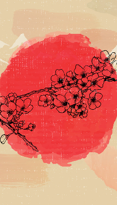 Fabric roller blind for window Flowers in a red circle