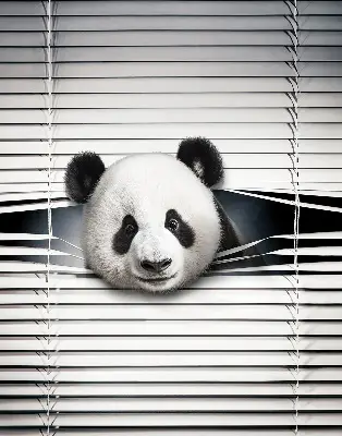 Blackout roller blind for windows in panda design