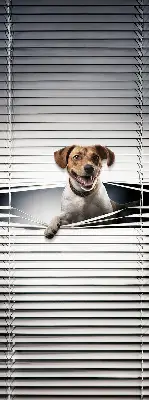 Fabric roller blind for window dog pattern