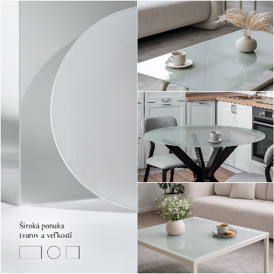 Square glass table top Semitransparent