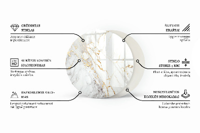 Circular glass table top Marble graphic composition