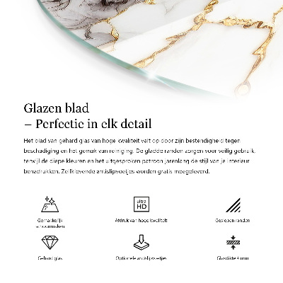 Circular glass table top Marble graphic composition