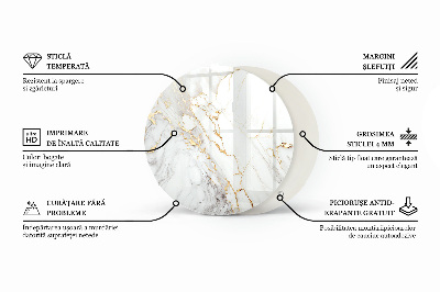 Circular glass table top Marble graphic composition