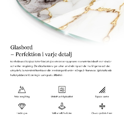 Circular glass table top Marble graphic composition