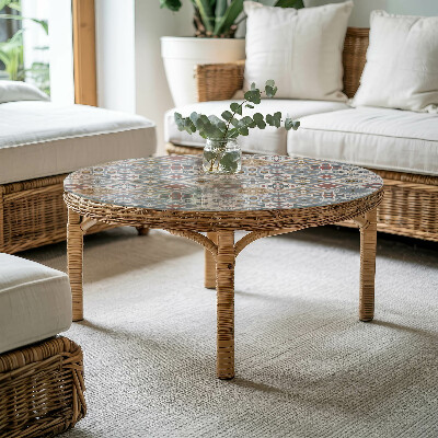 Table glass round Decorative mosaics with details