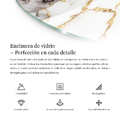 Round glass top for coffee table Subtle marble veins