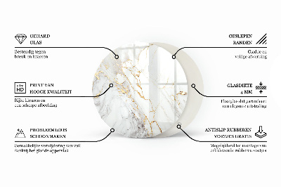 Round glass top for coffee table Subtle marble veins