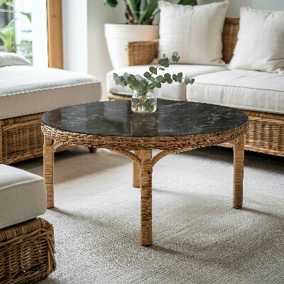 Round glass top for coffee table Marble with delicate veins