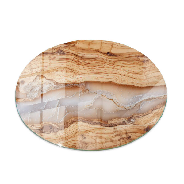 Table glass round Wood in harmony with resin