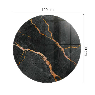Circular glass table top Marble veins in design