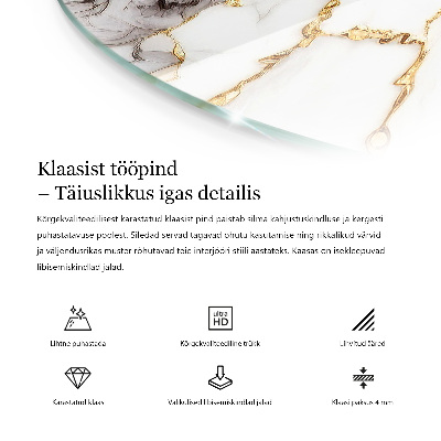 Circular glass table top Stylish marble pattern