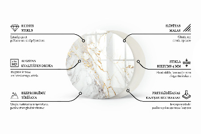 Circular glass table top Stylish marble pattern