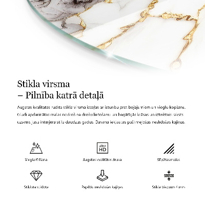 Circular glass table top Stylish marble pattern