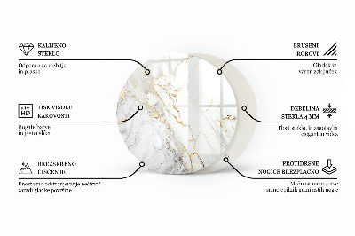 Circular glass table top Stylish marble pattern