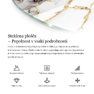 Circular glass table top Stylish marble pattern