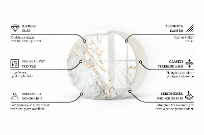 Circular glass table top Stylish marble pattern