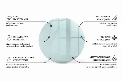 Round glass table top transparent
