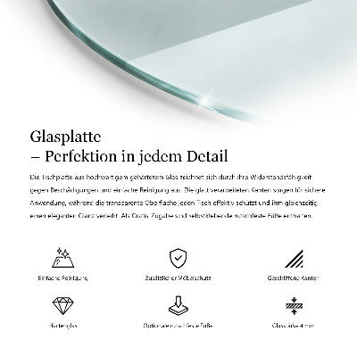 Round glass table top transparent