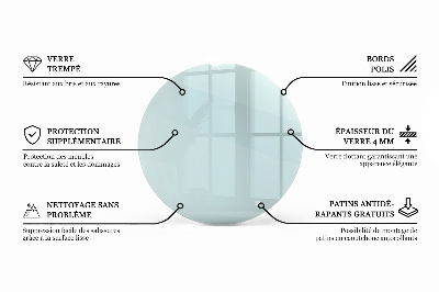 Round glass table top transparent