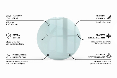 Round glass table top transparent