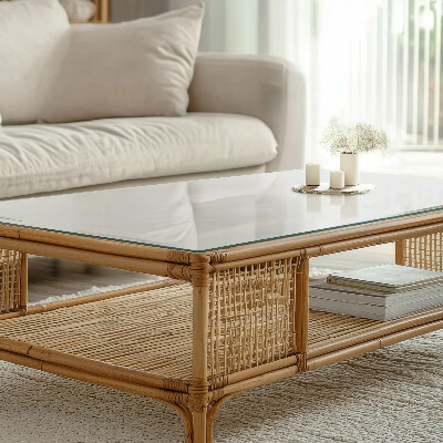 Rectangular tempered glass table top Pure white