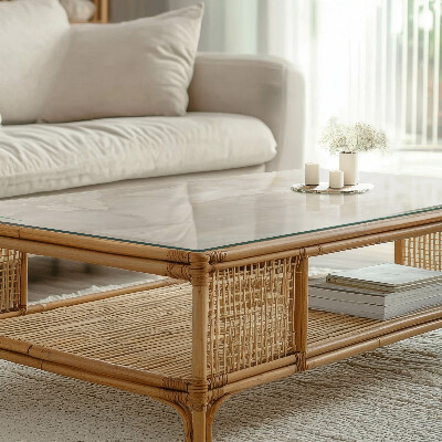 Rectangular glass to coffee table Marble graphic composition