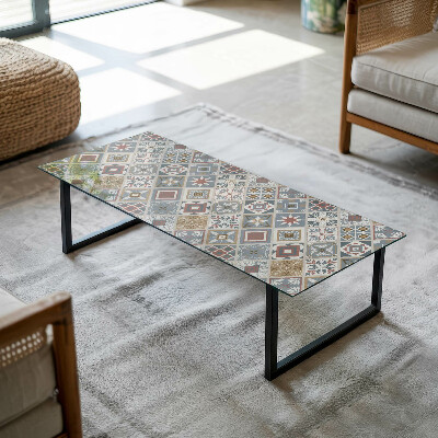 Rectangular tempered glass table top Decorative mosaics with details