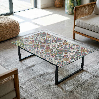 Rectangular tempered glass table top Decorative mosaics with details