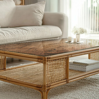 Rectangular glass to coffee table Stylish forest motif