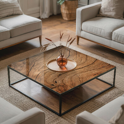 Rectangular glass to coffee table Stylish forest motif