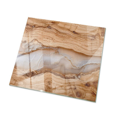 Rectangular tempered glass table top Wood in harmony with resin