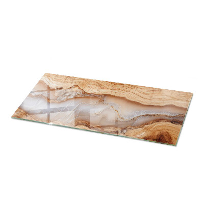 Rectangular tempered glass table top Wood in harmony with resin