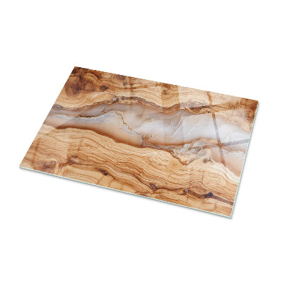 Rectangular tempered glass table top Wood in harmony with resin