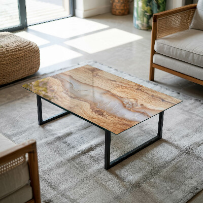 Rectangular tempered glass table top Wood in harmony with resin