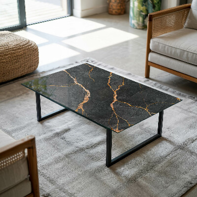 Rectangular glass to coffee table Marble veins in design