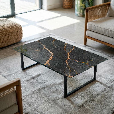 Rectangular glass to coffee table Marble veins in design