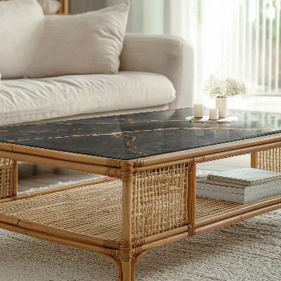 Rectangular glass to coffee table Marble veins in design