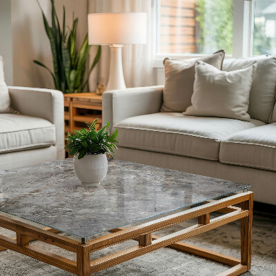 Rectangular glass to coffee table Stylish marble pattern