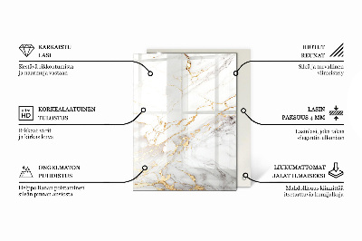 Rectangular tempered glass table top Marble graphic composition