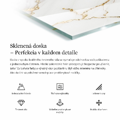 Rectangular tempered glass table top Marble graphic composition