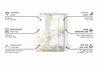 Rectangular tempered glass table top Marble graphic composition