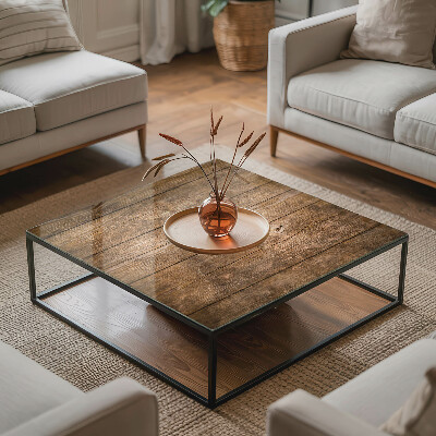 Rectangular glass to coffee table Ecological wood structure