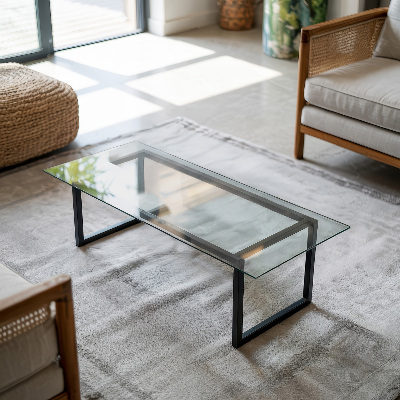 Rectangular glass for a table top transparent