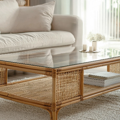 Rectangular glass for a table top transparent