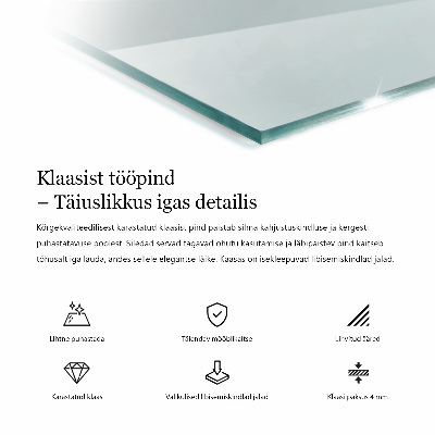 Rectangular glass for a table top transparent