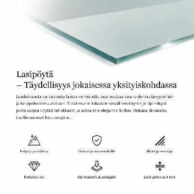 Rectangular glass for a table top transparent