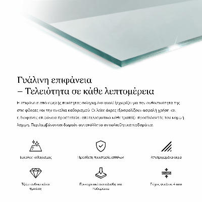 Rectangular glass for a table top transparent