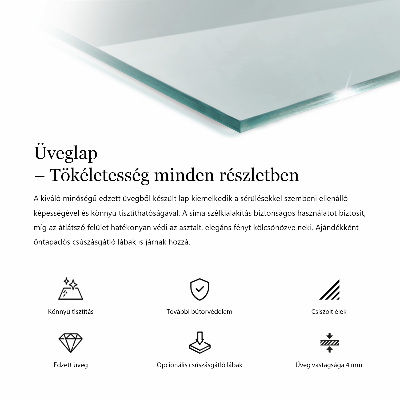 Rectangular glass for a table top transparent