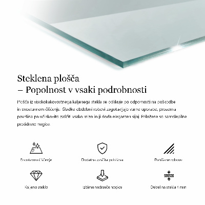 Rectangular glass for a table top transparent