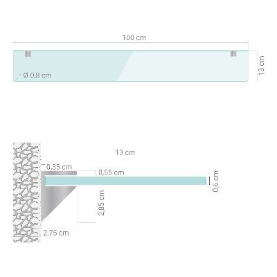 Glass bathroom shelf Semitransparent